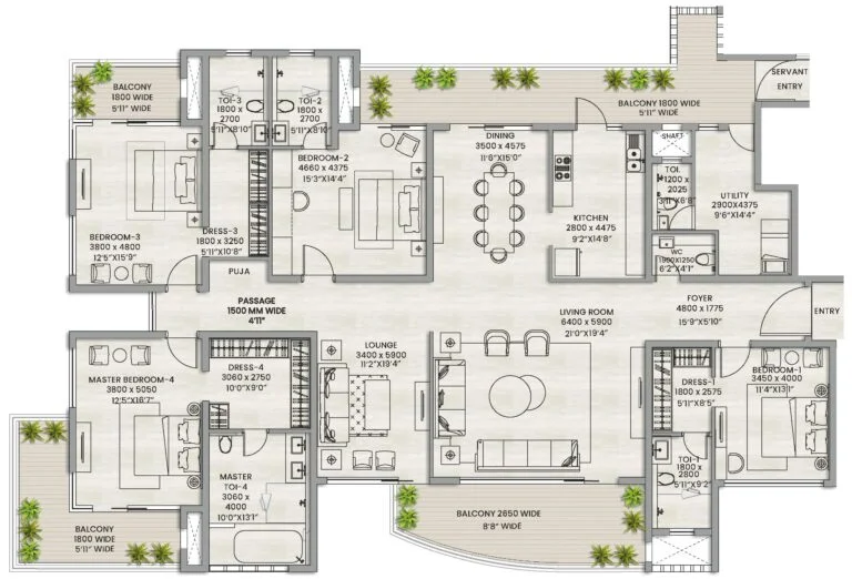 ELDECO CAMELOT 4BHK Floor Plan Type 2
